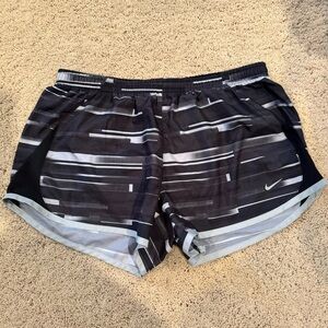 Nike Black and White Patterned Running Shorts